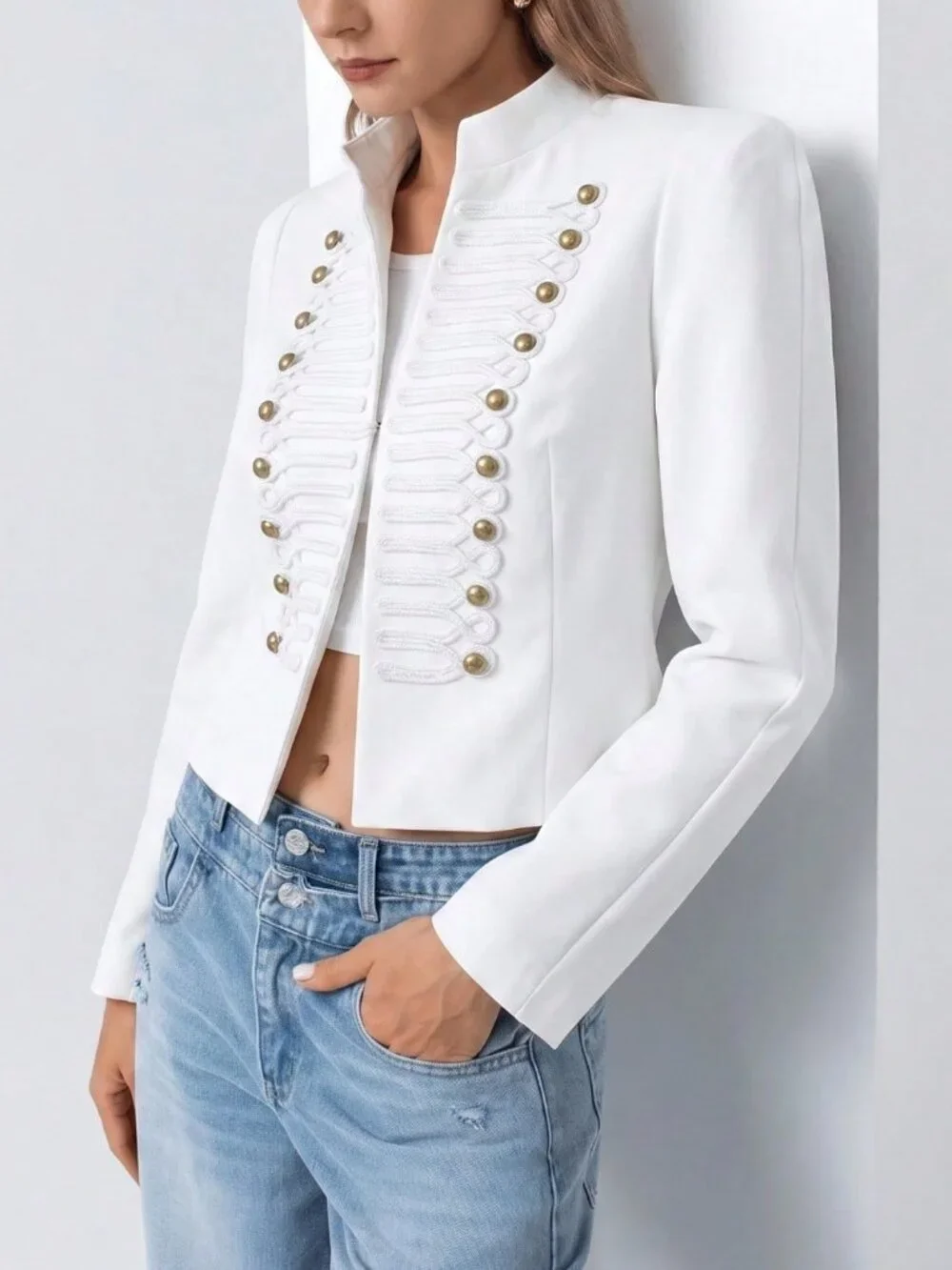 White Casual Elegant Women's Formal Office Jacket
